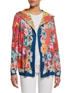 Johnny Was Whistle Printed Cotton Hoodie Cardigan, Women's Small - Picture 1 of 6