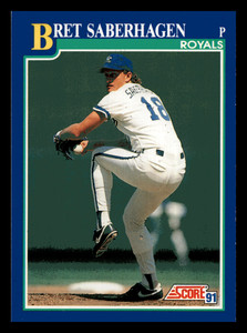 1991 Score Bret Saberhagen  Kansas City Royals #6 Mint