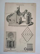 Antique Print Dated 1877 Telegraph Morse Embossing Style Printer Wheatstone's