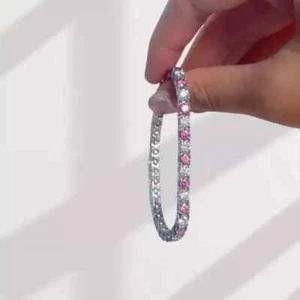 Women Tennis Bracelet 14k White Gold Plated 7Ct Round Cut Lab-Created Sapphire - Picture 1 of 3