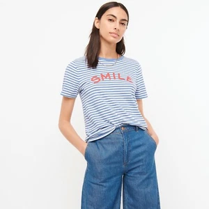 Camiseta J Crew Azul Blanco Rayas Náutica Vintage Algodón Sonrisa M, L - Imagen 1 de 4