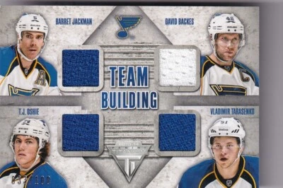 13-14 Titanium Team Building Quad Jerseys #TBSTL Backes/Oshie/Tarasenko/Jackman - Image 1 of 2
