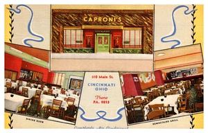CINCINNATI, OHIO - CAPRONI'S RESTAURANT - VINTAGE LINEN POSTCARD - Picture 1 of 2