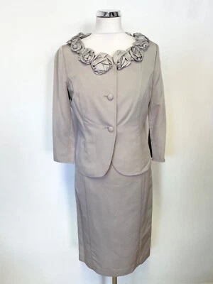 NUEVO CON ETIQUETAS LK BENNETT NANDA VESTIDO GRIS CLARO Y CHAQUETA TRAJE TALLA 10 COSTO £348 Foto 1 de 4