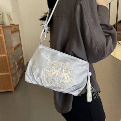 Mujeres Bolso de Hombro Bordado Estilo Chino Bandolera Bolso de Mano Étnico Floral Foto 1 de 4