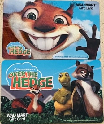 2 WALMART Gift Cards 2006 OVER THE HEDGE Movie Collectible No $ Value VL-2770&2 - Image 1 of 2