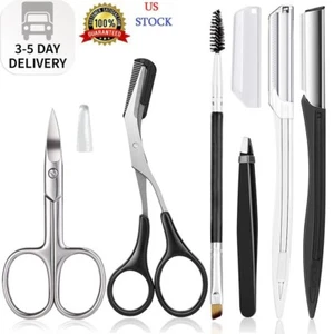 Eyebrow Trimmer Kit, 6 in 1 Eyebrow Scissors, Tweezer, Eyebrow Razor, Shaping Sc - Picture 1 of 7