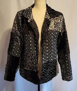 Chaqueta De Colección India Mixta Media Abierta Negra Boho Patchwork L - Imagen 1 de 11