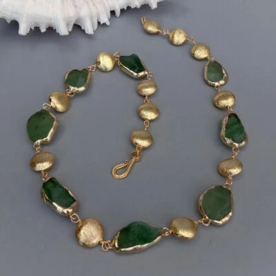 Collar de cuentas de monedas cepilladas crudas crudas de fluorita verde de 24" joyas de piedras preciosas Foto 1 de 4