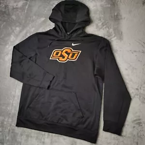 Nike OSU Oklahoma State Cowboys Hoodie Mens Large Fleece Lined Black Pullover - Picture 1 of 12