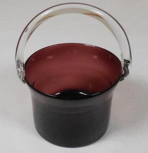 Splendido Cestino in Vetro Rosso Mirtillo/Borgogna Designs, Manico Trasparente - Foto 1 di 9