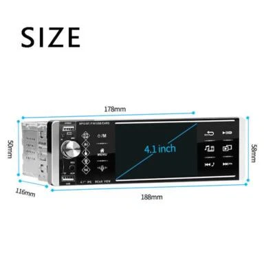 Car Bluetooth Touch Screen Radio 4 USB MP5 Player With Rear View Camera4.1 in - Image 1 of 4