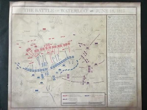 1815 ""SCHLACHT VON WATERLOO"" PLANKARTE DER SCHLACHT UND FORMATIONEN & SCHRIFTLICHEN ZEITEN - Bild 1 von 12