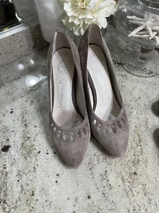Jeffrey Campbell Hansa Hidden Suede Point Toe Cutout Wedge Heels Shoes Gray 8.5 - Picture 1 of 9