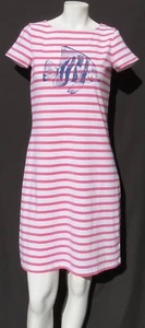TALBOTS White Pink Striped Blue Fish Cotton Modal Knit Tee Shirt Dress size XS - Picture 1 of 5