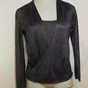 Maglione donna WHBM blu navy scintillante leggero incrociato incrociato taglia small - Foto 1 di 8