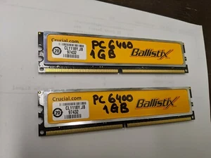 ONE Crucial 1GB Ballistix DDR2 800MHz (PC2-6400) BL12864AA80A.8FE5 4-4-4-12 2.2V - Picture 1 of 2