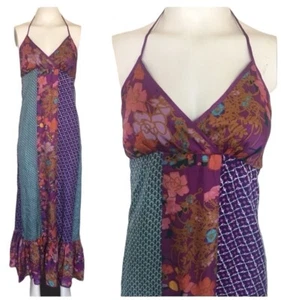 Jenny Han Boho Maxi Silk Floral Mixed Print Dress Sz XS Anthropologie - Picture 1 of 6