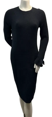 Nuevo vestido suéter Charter Club para mujer talla pequeña negro manga larga tejido acanalado Foto 1 de 4