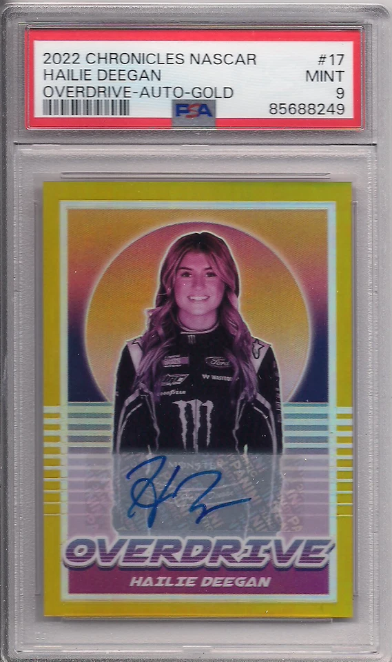 2022 Chronicles #17 Hailie Deegan Overdrive Gold Prizm Auto 3/10 PSA 9 - Image 1 of 1