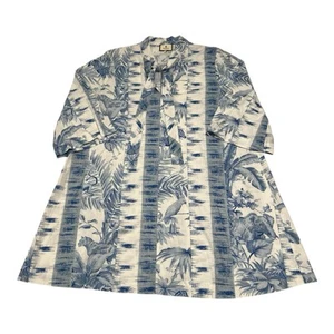 Vestido Floral Tuckernuck Safari Animal Toile Azul Blanco Estampado Animal Talla Pequeña - Imagen 1 de 12