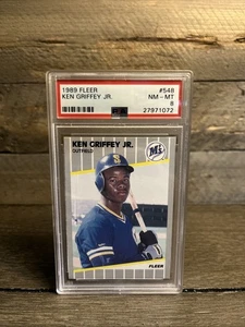 1989 FLEER #548 KEN GRIFFEY JR. ROOKIE RC PSA 8 - Picture 1 of 2
