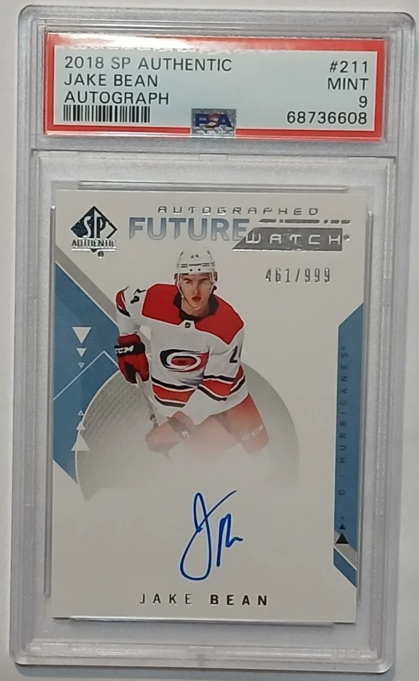 2018-19 SP Authentic Future Watch Rookie #211A Jake Bean RC AUTO 461/999 PSA 9 - Image 1 of 2