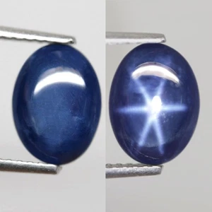 2.2Ct. Gemstone Star Sapphire 6 Rays Perfect Sharp! Blue Oval Cabochon Thailand - Picture 1 of 7