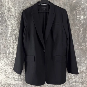 Talbots Size 14 Career Notched Blazer Jacket Single Button Black Long Sleeve - Picture 1 of 8