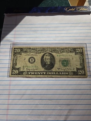 1963 Star Note  Twenty Dollar Bill Rare Serial Number: 03031715* - Image 1 of 4