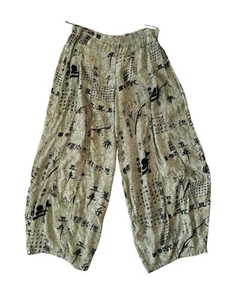 Tienda Ho Loose Fit Harem Festival Pants - Green with Japanese Writing - Picture 1 of 6