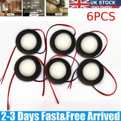 6X LED 12V Spot Lights Campervan Caravan Boat Van Black Recessed Downlight 6000k - Image 1 of 4