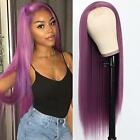 Long Silky Straight Synthetic No Lace Wigs Purple Heat Resistant Women Hair Wig
