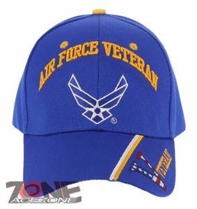 NEW! USAF AIR FORCE WING VETERAN FLAG BASEBALL CAP HAT BLUE - Picture 1 of 4