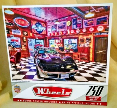 Rompecabezas Corvette Black Beauty Nuevo Linda Berman Obras Maestras 750 Piezas Póster Ruedas Foto 1 de 4
