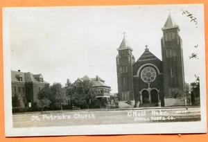 O'Neill, NE, View of St. Patrick's Church, Real Photo Postcard circa 1940s - Picture 1 of 3