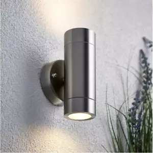Alfresco Stainless Steel Outdoor Wall Light Up Down GU10 LED Garden Patio Lamp - Picture 1 of 7