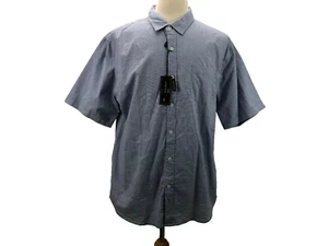 Michael Brandon 2XL Button-Up Solid Blue Short Sleeve Stretch Casual Men Shirts - Picture 1 of 7