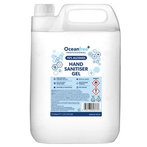 Hand Sanitiser Gel Sanitizer 70% Alcohol - 5L Litre - Unscented - Ocean Free - Picture 1 of 6