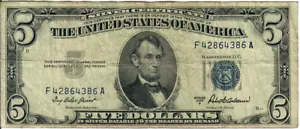 1953A 5$ Silver Certificate - Blue Seal - IBP/RBA F42864386A - #13597 - Picture 1 of 2