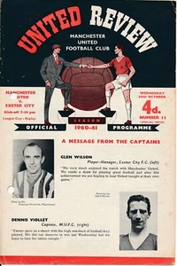 Manchester United v Exeter City (1st season League Cup) 1960/1961 - punch holes - Picture 1 of 1
