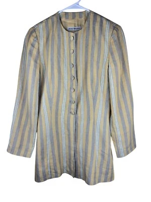 Chaqueta Blazer Emporio Armani Mujer Rayas Mezcla Lino Beige/Gris Foto 1 de 4