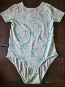 Zara Girl's Cotton Blend Palm Tree Bodysuit, Size 10-12 - Picture 1 of 3