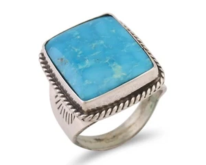 Navajo Ring 925 Silver Natural Blue Turquoise Native American Artist C.80's - Picture 1 of 9