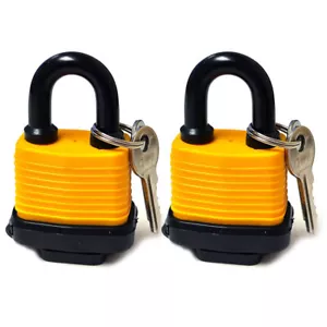 2 Pc Waterproof Padlocks 30mm Heavy Duty Keyed Pad Locks Durable Steel Security - Picture 1 of 1