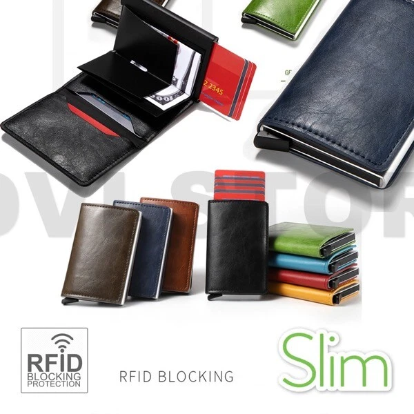 PORTA CARTE DI CREDITO SLIM Portafoglio ANTIFRODE RFID Uomo Donna Portatessere - Immagine 1 di 1