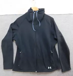 Under Armour Jacket Womens Large Black Active Track Semi Fitted Fleece Lined - Picture 1 of 19