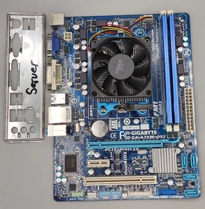 Mainboard Gigabyte GA-A75M-DS2 Sockel FM1, AMD A6-3500, 4GB DDR3 RAM - Bild 1 von 2