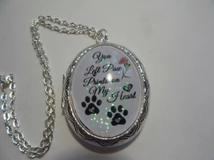 MEMORIAL DOG YOU LEFT PAW PRINTS ON MY HEART LOCKET-HIGH QUALITY - Picture 1 of 3