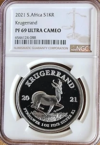 South Africa 2021 Silver Krugerrand NGC PF69 Ultra Cameo - Picture 1 of 2